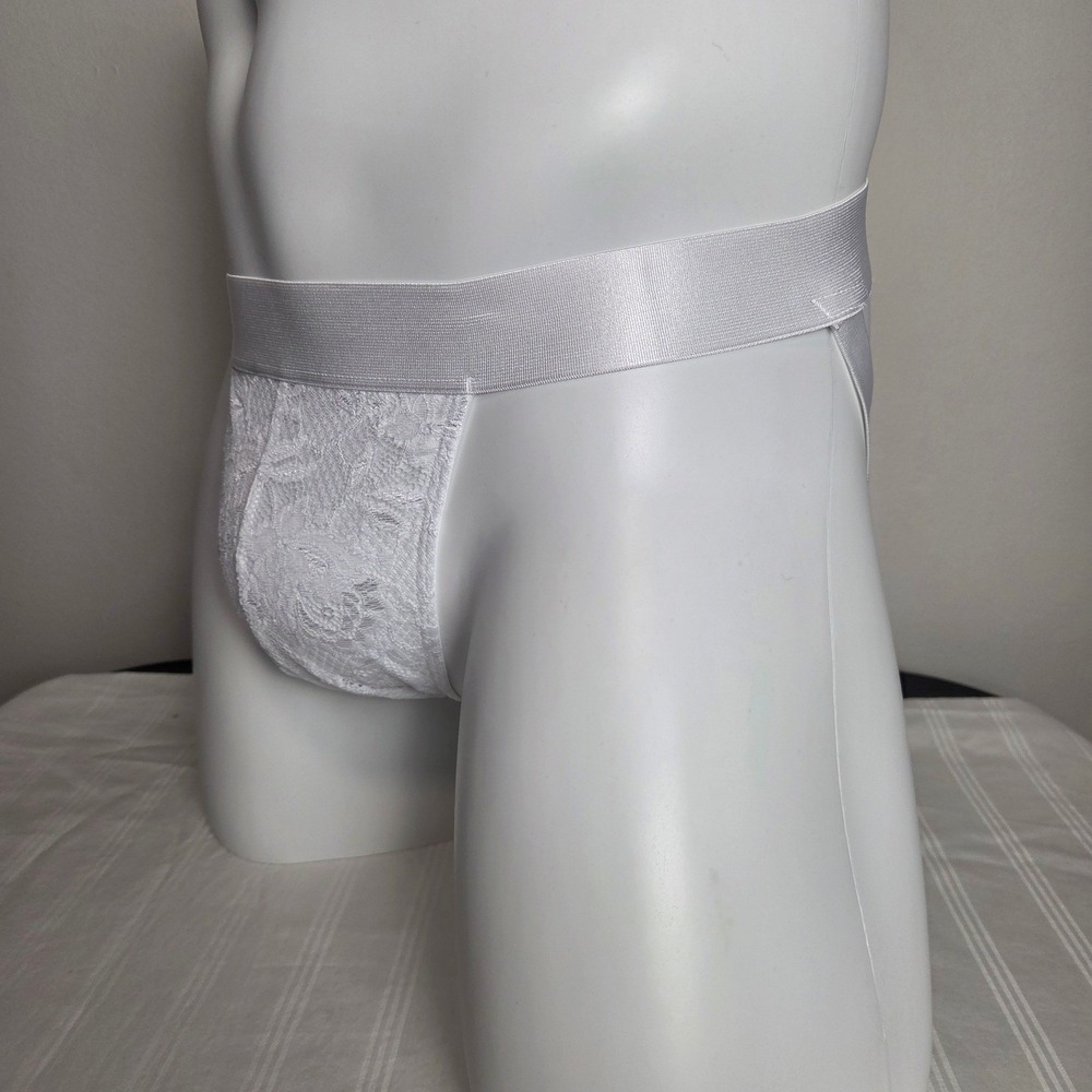 Cosabella Never Say Never Men White Floral Lace Jockstrap Underwear